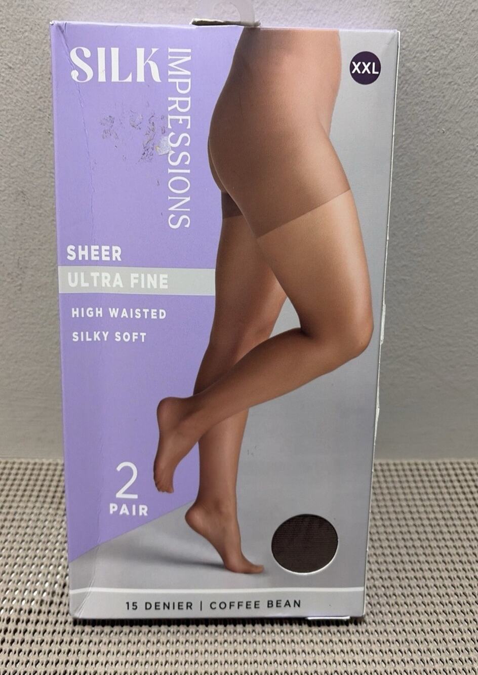 Silk Impressions Pantyhose 2 pair Coffee Bean Sheer Ultra Fine Size XXL